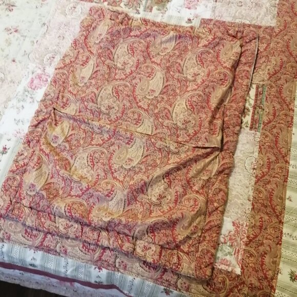 Vintage Patchwork Quilt Set Pink Paisley Reversible Double Girls French Country - Picture 7 of 8